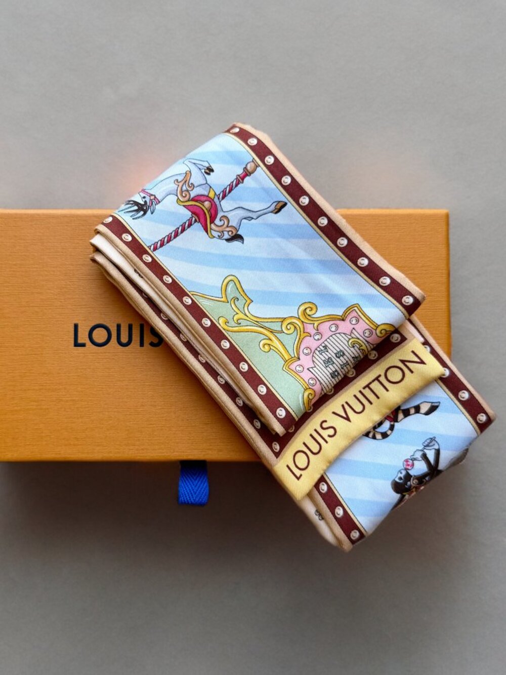 Louis Vuitton Carrousel S00 Silk Bandeau Long Scarf